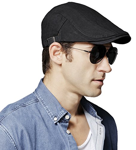 Bellady Men s Cotton Flat IVY Gatsby newsboy Driving Hat Cap,Black Style 2