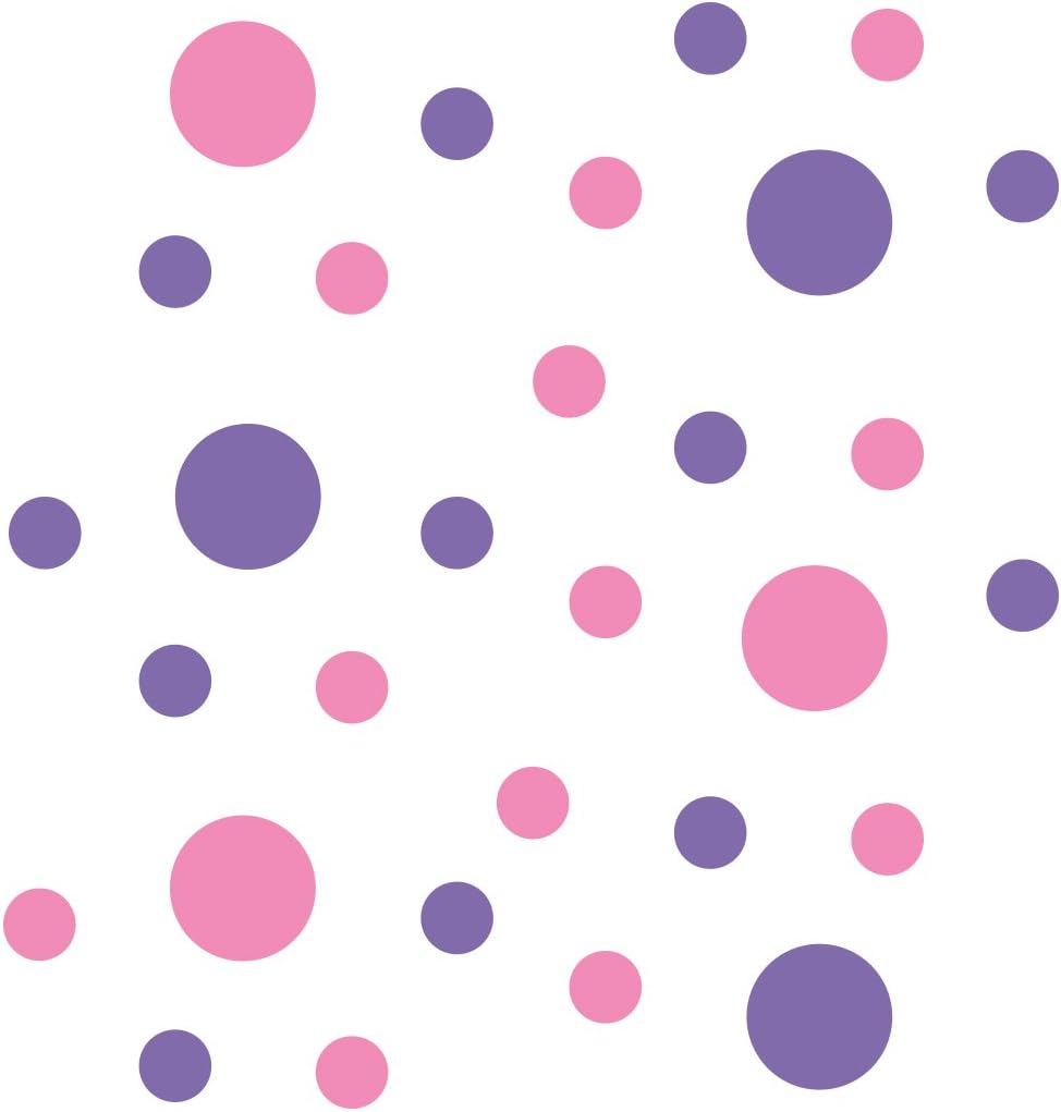 Pink/Lavender Vinyl Wall Stickers - 2 & 4 inch Circles (30 Decals)