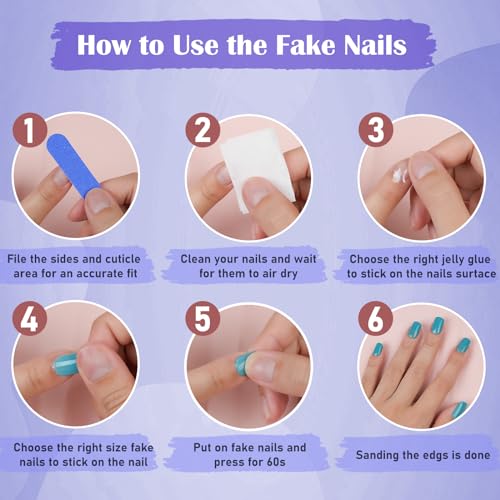 Press On Nails Short - Jofay Fashion Acrylic Press On Nails Red, Square Glue On Nails with Nail Glue, Fit Perfectly & Natural Stick On Nails in 12 Sizes - 24PCS Soft Gel Fake Nails Kit, Wine Red - Image 6