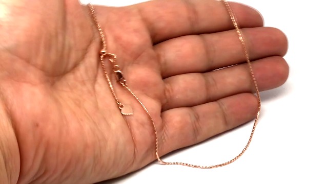 1.3mm Massiv Verstellbar Popcorn Halskette Echt 14K Rose Rosa