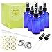 Pack of 6, 2 oz Cobalt Blue Glass Bottles with Black Fine Mist Sprayers by Mavogel, Including 2 Extra Black Fine Mist Sprayers, 2 Stainless Steel Mini Funnel, 1 Transfer Pipettes, 12 Bottle Labels