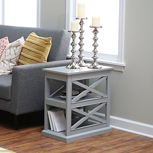 Gray End Table With 2 Open Shelves -25 in.