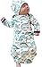 Newborn Baby Cartoon Dinosaur Sleep Gown Swaddle Sack Coming Home Outfit+Cap Size 0-3Months (White)