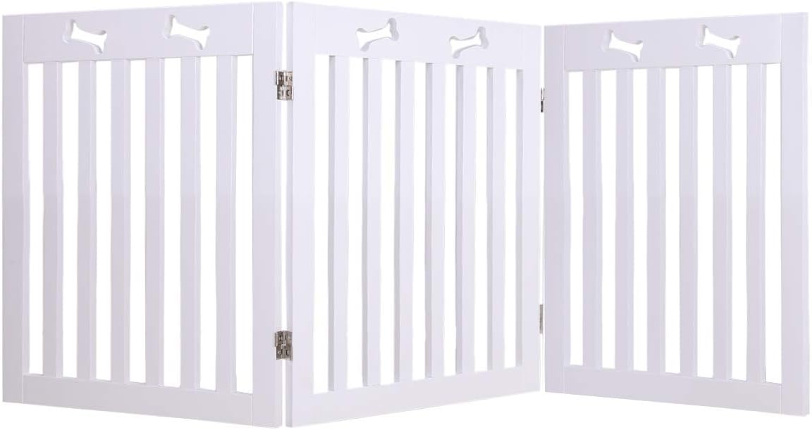 Petonaut Collapsible Wood Pet Gate With Three Pieces Freestanding Pet Door Suitable For Doorway Stairs Kitchen (50.8 cm Wx61 cm H, White)