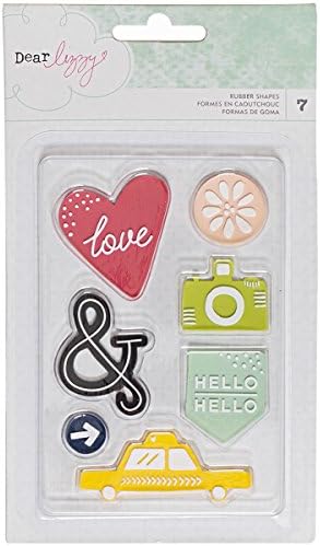 American Crafts Dear Lizzy Saturday Rubber Embellishments 6/Pkg-