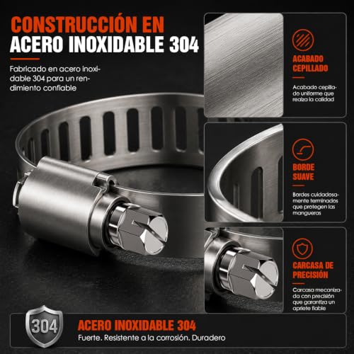 Abrazaderas Metálicas para Tubos, 40PCS 13-19 mm Abrazadera Ajustable con Tornillo Sin Fin de Acero Inoxidable para Automoción, Fontanería y Reparaciones Domésticas, Conexiones Seguras