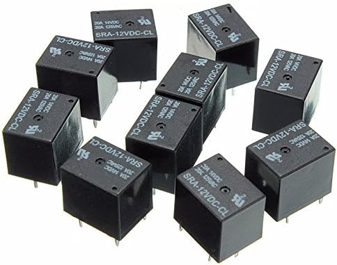 SRA-12VDC-CL Relay - SONGLE 10 pcs Relay 5 Pin SPDT SRA-12VDC-CL DC 12V Coil 20A Universal PCB New Black