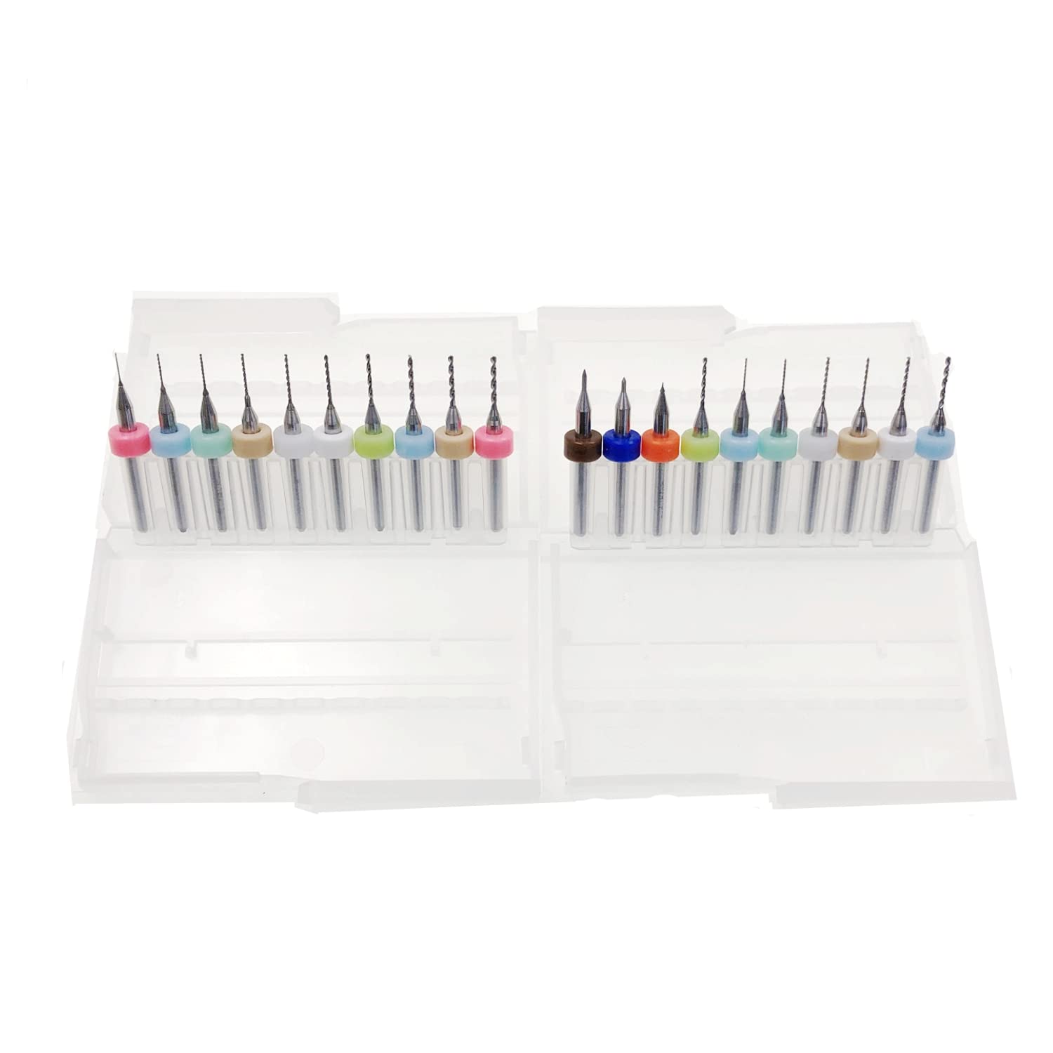 JZK 20 x PCB Drill Bits 0.1-1.0mm, 0.3-1.2mm Micro Engraving Set for Print Circuit Board, Stone, Dremel, Jewelry Making