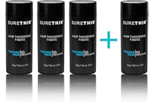 SURETHIK Hair Thickening Fibers (Pack of 4 x 30g Bottle, Medium Brown), For Thicker Looking Hair, Building Hair Fibers to Conceal Thinning Hair for Men & Women