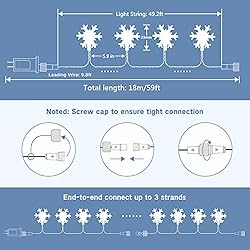 Christmas Snowflake String Lights, 49 ft 100 LED