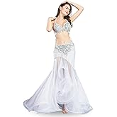 ROYAL SMEELA Belly Dance Costume for Women Belly Dance Bra Belt Set Belly Dancing Skirt Mermaid Professional Carnival Outfits
