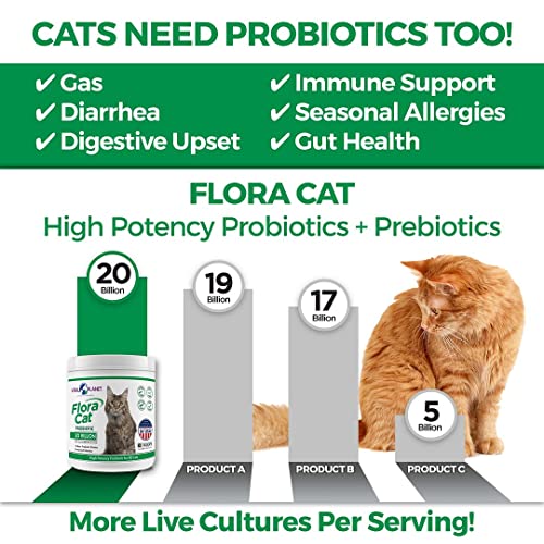 Vital Flora Cat Probiotic Powder Supplement with 20 Billion