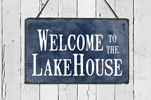 Sassy-Squirrel-Handcrafted-Slate-House-Sign-Welcome-to-the-Lake-House