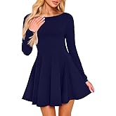 XXTAXN Women's Sexy Crew Neck Long Sleeve Ruffle Hem Cocktail Party Corset Mini Dress