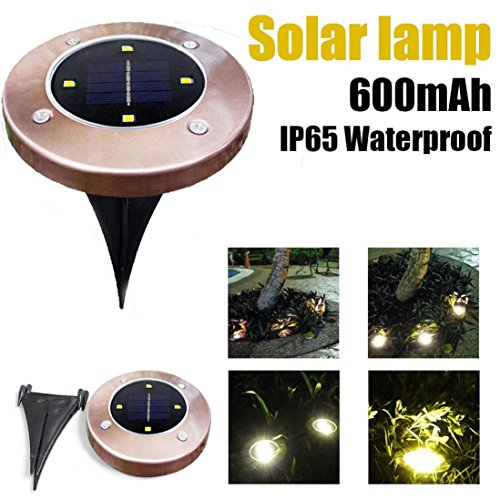 Solar Powered Ground Light Outdoor Lights Waterproof LED Solar Path Lights Garden Landscape Lighting (4LED) - Thumbnail 6