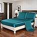 HollyHOME Silky Soft Luxury 4 Piece Deep Pocket Full Satin Sheet Set, Free Fitted Sheet Straps Included, Teal