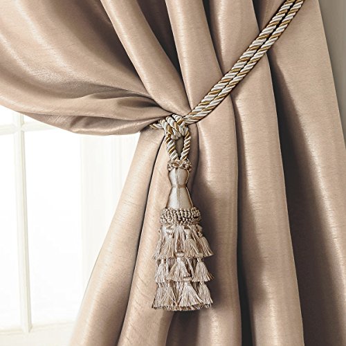 Elrene Home Fashions 26865902525 Borla Tieback Cuerda Cord Tela única Cortina de Ventana Tratamiento Drape Accesorios, Crema, 24"/61 cm