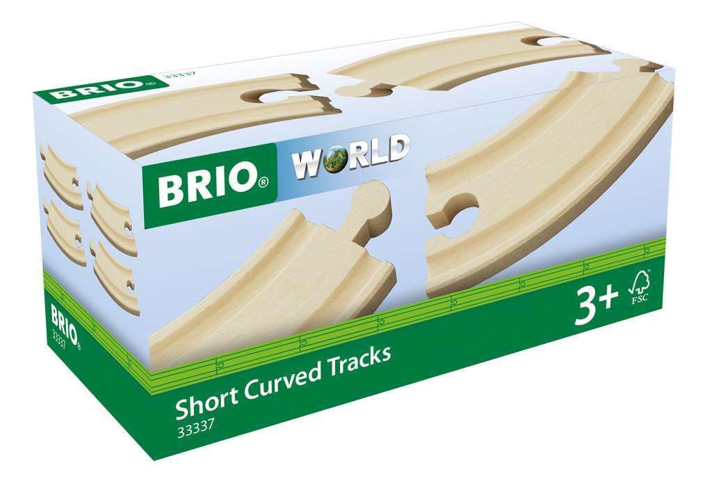 BRIO World Short Curved Wooden Train Track for Kids Age 3 Years Up - Railway Expansions and Accessories
