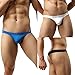 Brave Person Men's Sexy Thong Underwear Low Rise Bikini T-Back G-String (L, 3 Pack: Black, White, Blue)