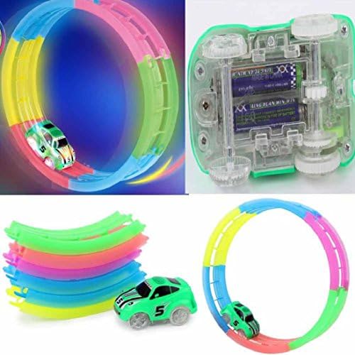 7pc Luminous Magic Tracks Car Race Track Gift For Kids,Gbell,LED Car, Bend A Path Track Set, Car Racing Tracks (Multicolor)