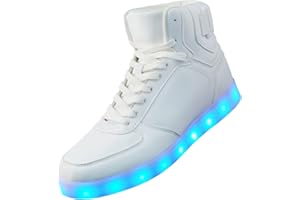 DIYJTS Unisex LED Light Up Shoes, Fashion High Top LED Sneakers USB Rechargeable Glowing Luminous Shoes for Men, Women, Teens