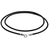 Bling Jewelry Unisex Genuine Smooth Brown Black Leather Cord Necklace For Men Women Teen .925 Sterling Silver Clasp 14 16 18 20 24 Inch