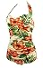 Cocoship 50s Vintage Peach Hibiscus Floral Anchors One Piece Pin Up Sheath Swimsuit(FBA)