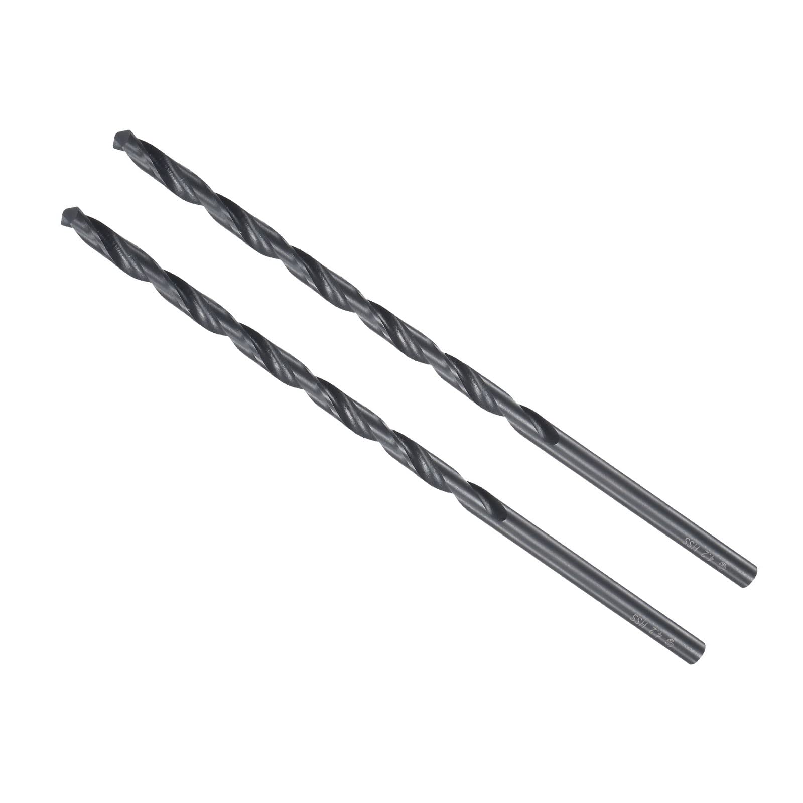 CoCud Twist Drill Bits, 4.2mm Drilling Diameter, Black Oxide High Speed Steel Extra Long Straight Shank - (Applications: for Stainless Steel Alloy Metal), 2-Pieces