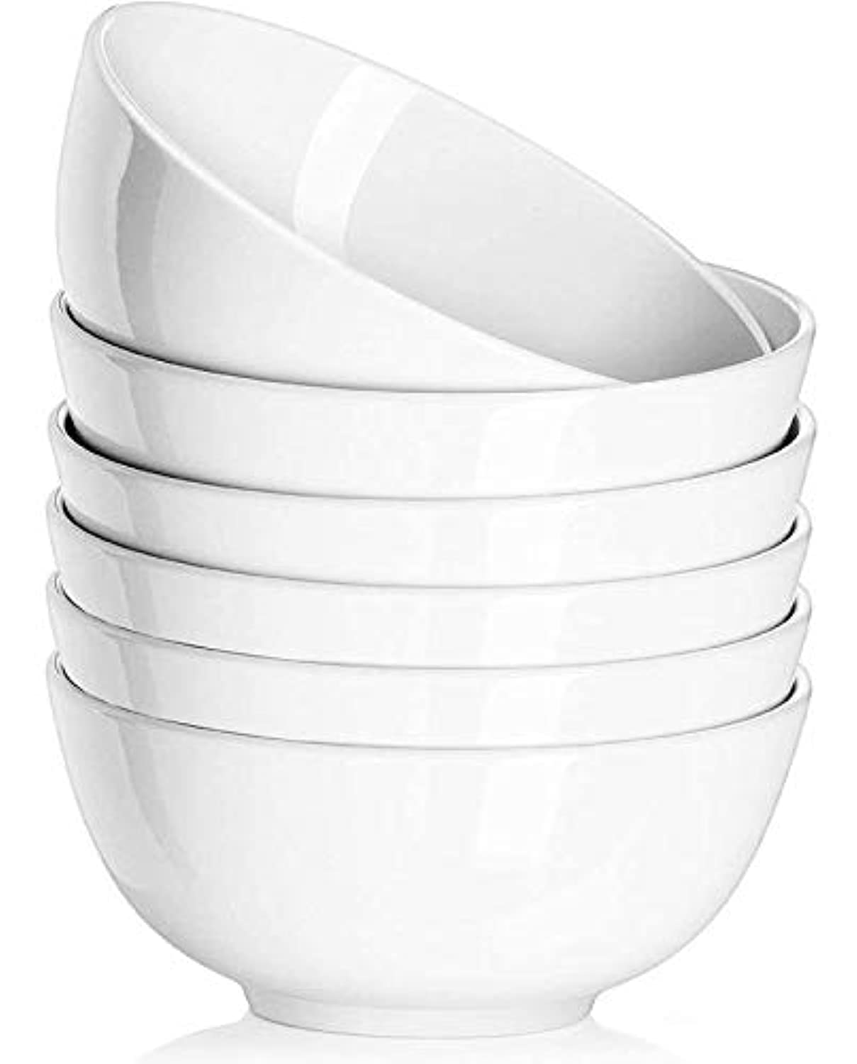 Photo 1 of DELLING Ultra-Strong 22 Ounce Soup Bowls, Cereal Bowl, 6 inch Bowls Set, White Ceramic Bowls, White Bowls for Kitchen, Snack Rice Pasta Salad Oatmeal, Set of 6, Dishwasher & Microwave Safe