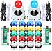 EG STARTS Classic Arcade DIY Kit Parts 2X USB LED Encoder to PC Consols Games + 2X 4/8 Ways Joystick + 20x 5V Illuminated Push Buttons for Mame Jamma (Red/Blue Stick + Mix Color Buttons) primary