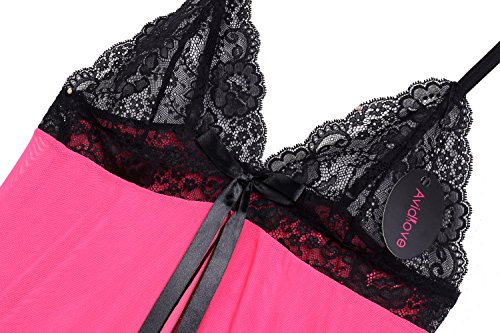 Avidlove-Womens-Sexy-Lace-Babydoll-Lingerie-2-Pieces-Outfits-Chemise-Nightgown