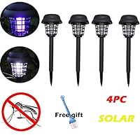 BBTshop 2Pcs Solar Powered LED Mosquito Killer Lamp with Cleaning Brush, Mosquito Repellent Light Mosquito Traps for Outdoor Garden Lawn Path (4pcs)