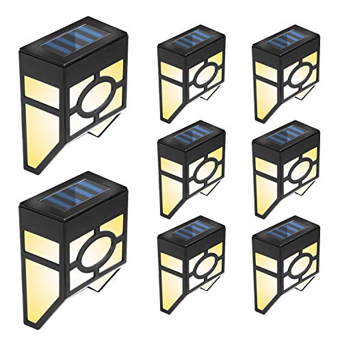 INCX 8pcs Solar Fence Lights-Solar Deck Lights-2 Models Waterproof LED Outdoor Lighting for Gardon Yard Landscape Patio Decoration