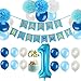 First 1st Birthday Boy Decorations Kit - Boy Color Little Man Kid First Birthday Decorations-Number One Balloon-1st Birthday Cake Topper Birthday Banner Pom Poms Balloons Baby Shower Decor (m, Blue)