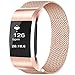 Bopha Replacement Bands Compatible for Fitbit Charge 2 Stainless Steel Metal Bracelet with Unique Magnet Clasp (Large, Rose Gold)