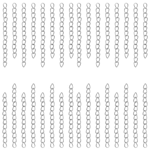 100Pcs Necklace Chain Extender for Jewelry Making,Stainless Steel Bracelets Extender Bracelet Chain Extenders Chains Extension Tails for Necklaces Bracelet,Anklets,Jewelry Making Supplies(Silver)