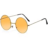 Round Hippie Glasses, 60s 70s Colored Circle Sunglasses for Women Men Disco Party Costume Accessories