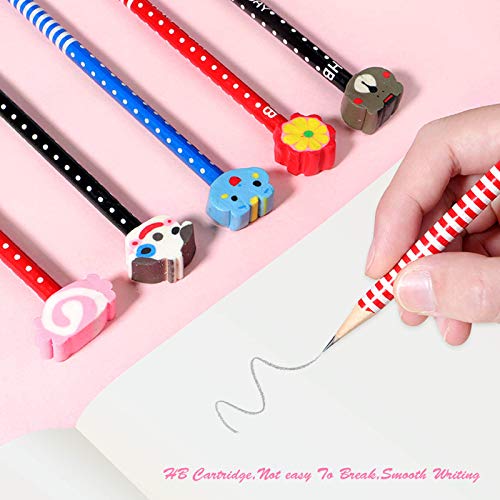 BUSHIBU Cute Pencils for Kids, Fun Pencil with Erasers Toppers