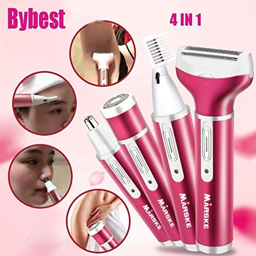 Electric epilator induction shaving machine Lady laser painless shaving device 4-in-1 multifunction cordless epilator razor electric trimmer permanent hair removal cost-effective (Red)