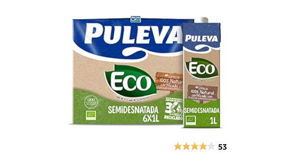 Puleva Leche Ecológica Semidesnatada, 6 x 1L : Amazon.es ...