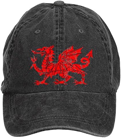 Liyo Wales Flag Dragon Distressed Washed Cap Black
