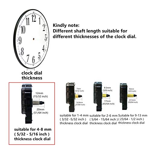 Youngtown 2 Sweep Silent Clock Movements with 4 Pack Different Size