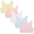 Donella Girls Training Bras - Soft Cotton Kids Sports Bra, 5 Pack Crop Tops