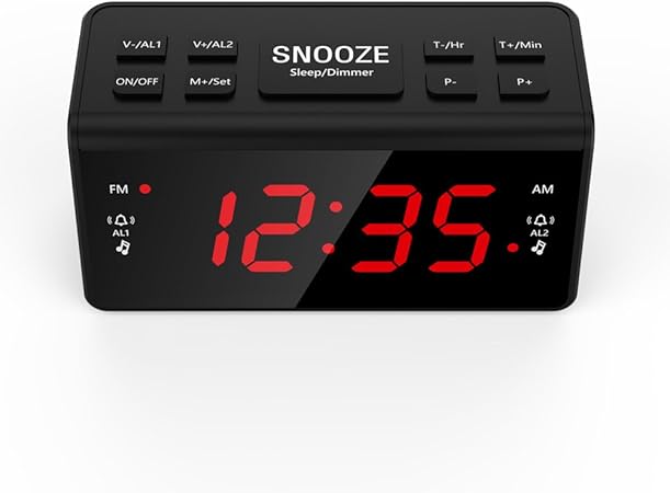 Amazon Co Jp Nuolux クロックラジオ Fm Am対応 デジタル 目覚まし時計 おやすみタイマー デュアルアラーム機能搭載 超高感度 電池式 ブラック 家電 カメラ