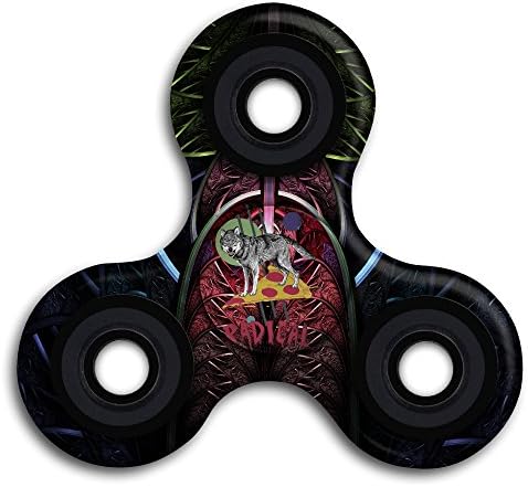 Four Eyed Wolf Riding A Pizza Slice Metal Hand Spinner Killing Time