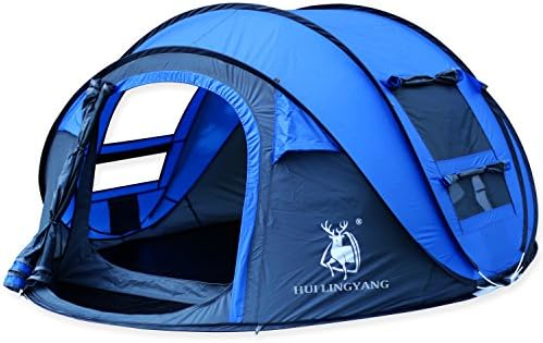 HuiLingYang Outdoor Instant 4-Person Pop Up Dome Tent - Easy, Automatic Setup -Ideal Shelter for Casual Family Camping Hiking