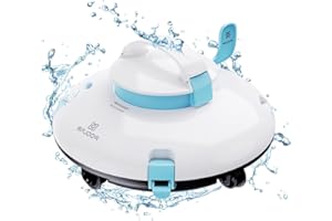 PoolMr Cordless Robotic Pool Cleaner - Above Ground Pool Vacuum - 52 Ft/Min Speed, Dual-Motor, IPX8 Waterproof, Self-Parking, Pool Vacuum Cleaner for Flat Swimming Pools, White