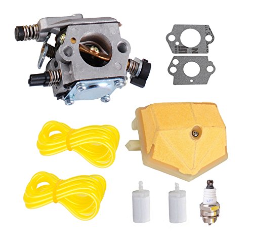 Podoy 55 Carburetor for Husqvarna 51 Chainsaw WT-170-1 Fuel Line with Spark Plug Air Filter Kit 51 55 EPA Rancher 503281504