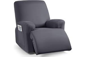 TAOCOCO Stretch Recliner Couch Covers 3-Pieces Style Recliner Chair Covers Recliner Cover for Reclining Chair Slipcovers Feature Fitted Soft Washable (1 Seat, Dark Gray)