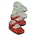 American Fashion World Red and Silver Glitter Mary Jane Shoes 2 pc. | Fits 14.5